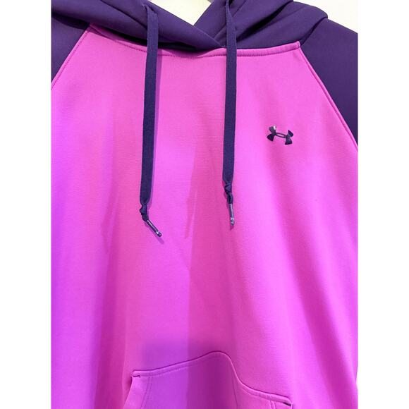 Womens Under Armor Size Large Purple Two Toned Hoodie - Distressed - Picture 3 of 9